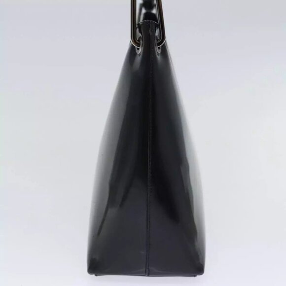 GUCCI Bamboo Hand Bag Enamel Black Auth - Picture 3 of 15
